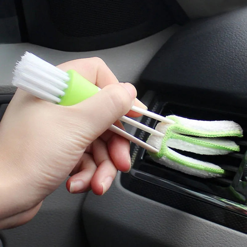 Herramienta de limpieza para salida de aire acondicionado de coche 2 en 1 Cepillo multiusos para polvo Cepillo multiusos para interior de coche Cepillo limpiador de rejilla de coche