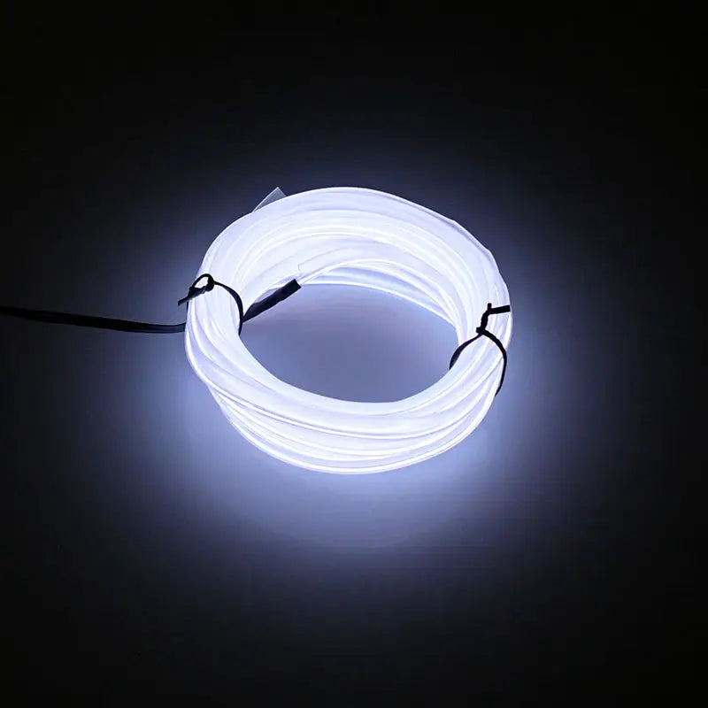 Lámpara de ambiente para interiores de auto de 5m, línea de luz fría EL con USB, tablero de instrumentos decorativo DIY, luces LED ambientales para consola de automóvil