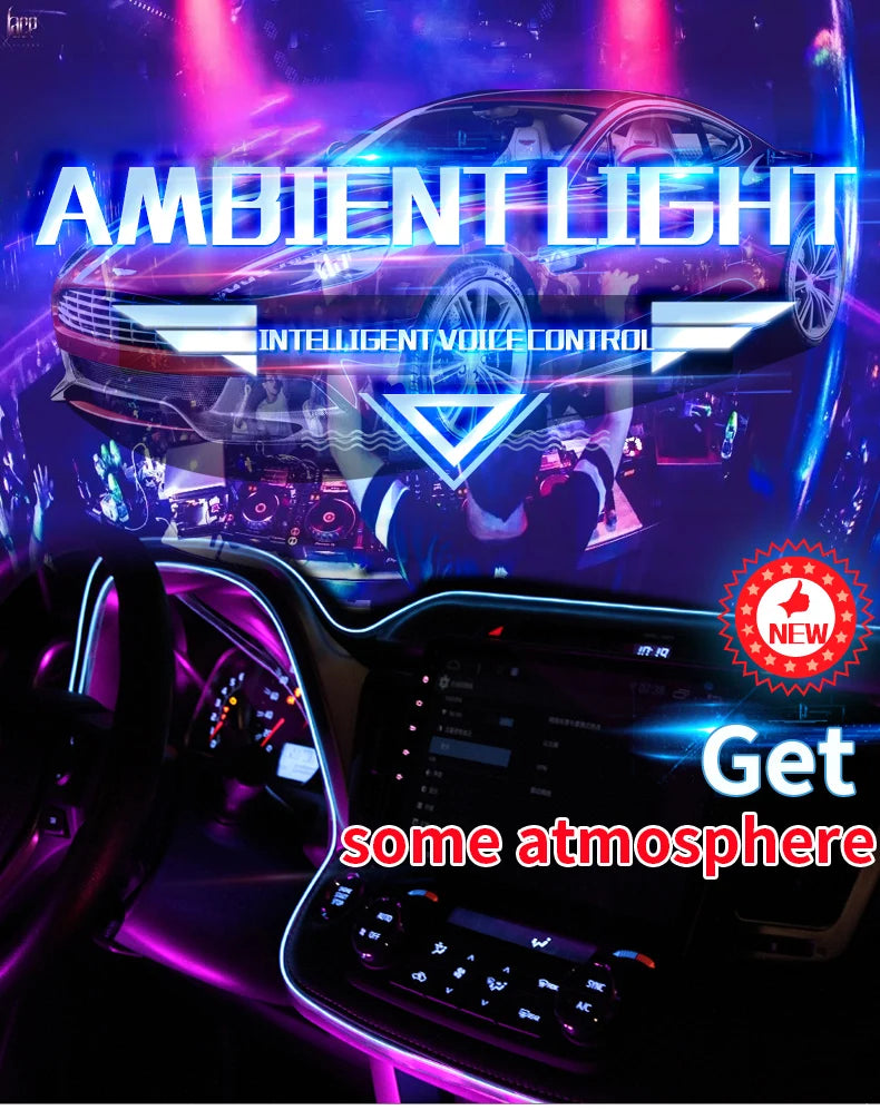 Lámpara de ambiente para interiores de auto de 5m, línea de luz fría EL con USB, tablero de instrumentos decorativo DIY, luces LED ambientales para consola de automóvil