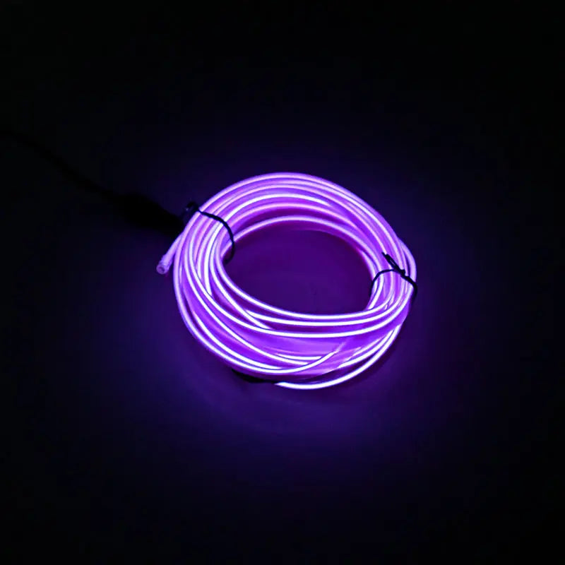 Lámpara de ambiente para interiores de auto de 5m, línea de luz fría EL con USB, tablero de instrumentos decorativo DIY, luces LED ambientales para consola de automóvil