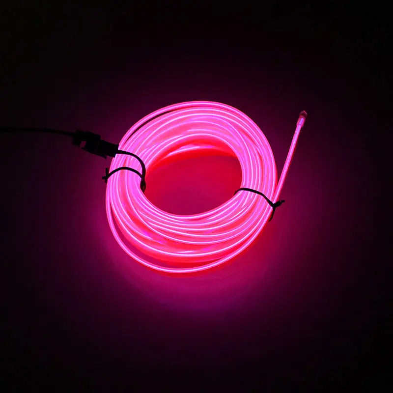 Lámpara de ambiente para interiores de auto de 5m, línea de luz fría EL con USB, tablero de instrumentos decorativo DIY, luces LED ambientales para consola de automóvil