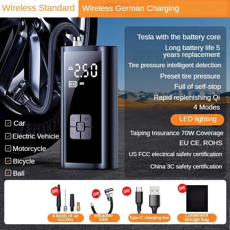 Bomba de aire para coche con cable/inalámbrica, compresor de aire portátil para automóvil, bomba de inflado de neumáticos 150PSI para motocicleta, bicicleta, neumático de coche y balón