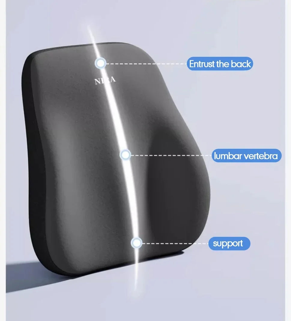 Cojín lumbar para automóvil universal de espuma viscoelástica, cojín para respaldo, almohada lumbar, almohada de cuello para automóvil, accesorios generales para automóvil