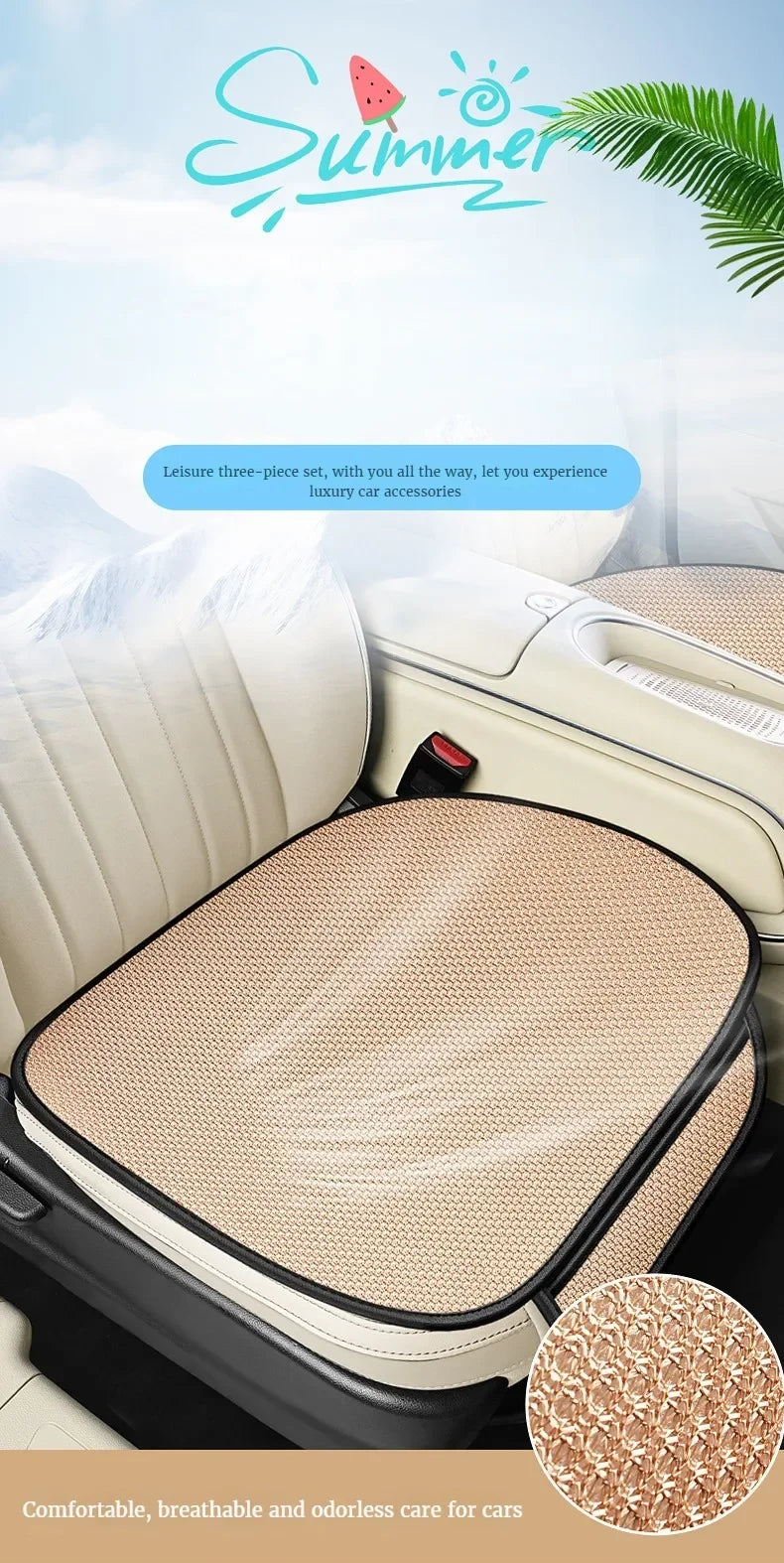Forro de Asiento de auto de Seda de Hielo Transpirable, Antideslizante y Resistente al Desgaste, Funda de Asiento de Coche de Seda de Hielo de Color Sólido, Ajuste Universal para la Mayoría de los Coches