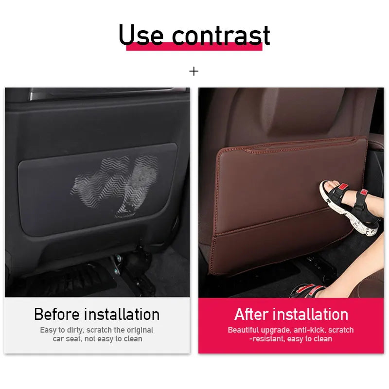 Almohadilla Antipatadas para Niños de Cuero, Protección para el Asiento Trasero del Coche, Universal, Antimugre y Suciedad, con Bolsa de Almacenamiento y Funda Protectora