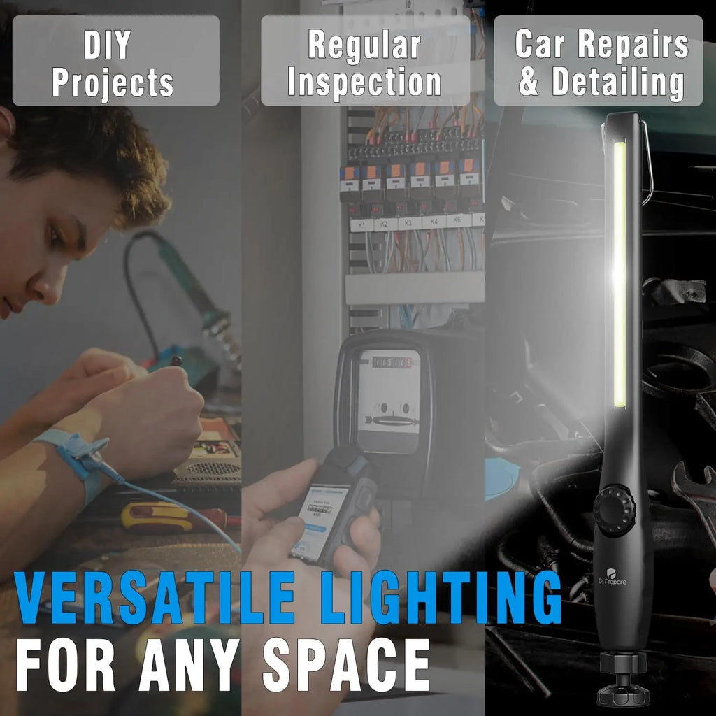 Luz de Trabajo LED, 700 Lúmenes Recargable, Luz de Inspección LED COB Portátil con Imán para Reparación de Autos, Hogar, Garaje, Emergencias