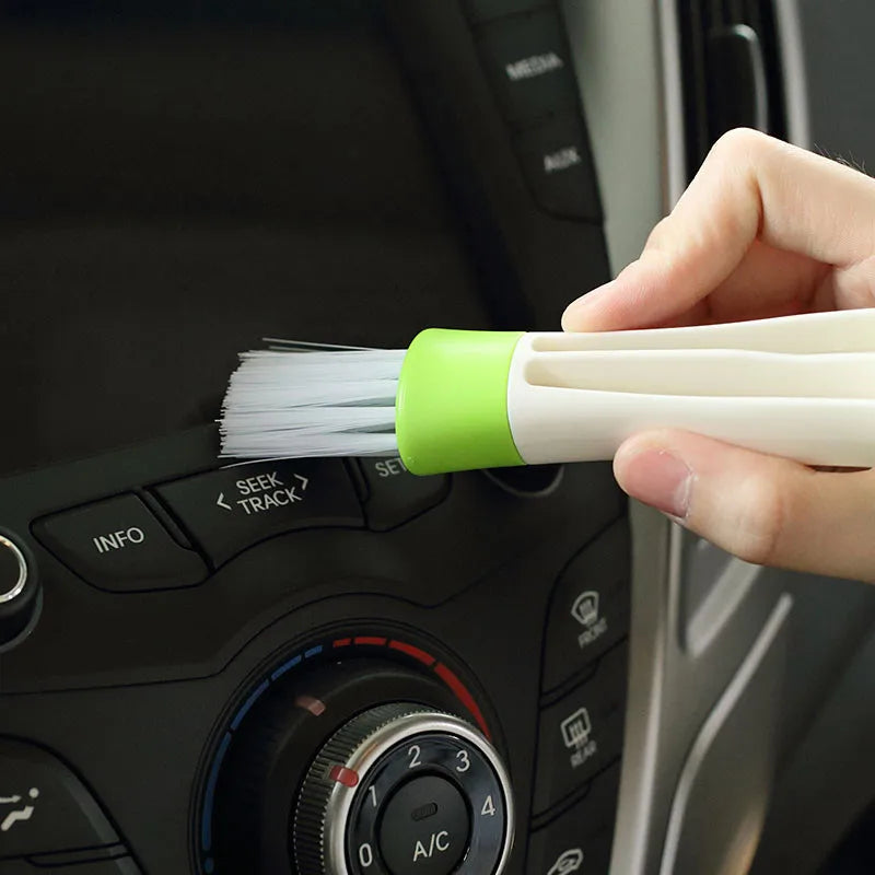 Herramienta de limpieza para salida de aire acondicionado de coche 2 en 1 Cepillo multiusos para polvo Cepillo multiusos para interior de coche Cepillo limpiador de rejilla de coche