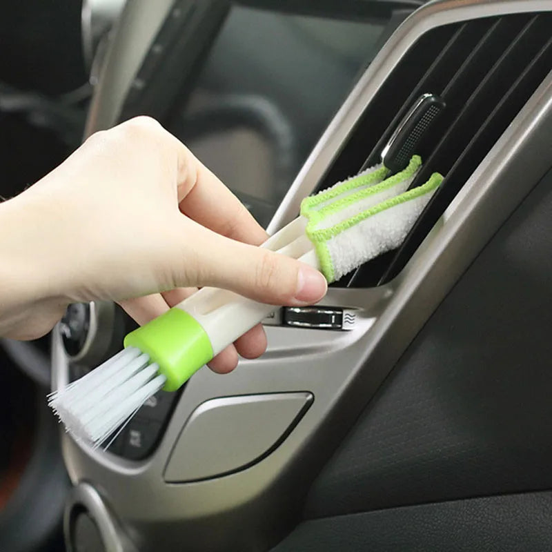 Herramienta de limpieza para salida de aire acondicionado de coche 2 en 1 Cepillo multiusos para polvo Cepillo multiusos para interior de coche Cepillo limpiador de rejilla de coche