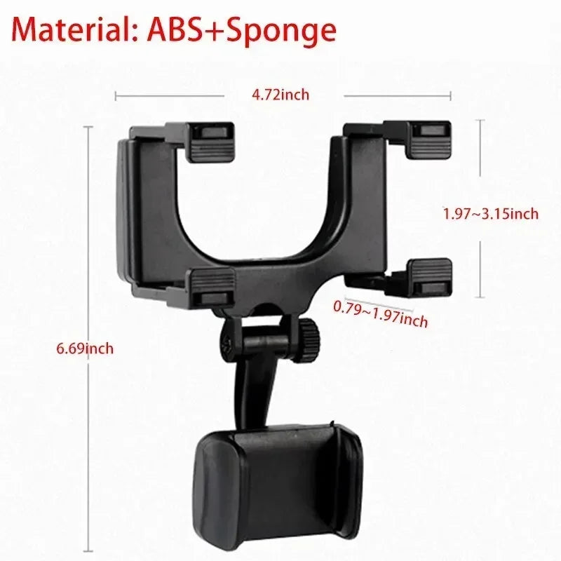 Soporte de Teléfono para Coche 360 Soporte de Espejo Retrovisor Soporte de Navegación GPS Móvil Clip Plegable Ajustable Soporte para Teléfono Celular de Coche
