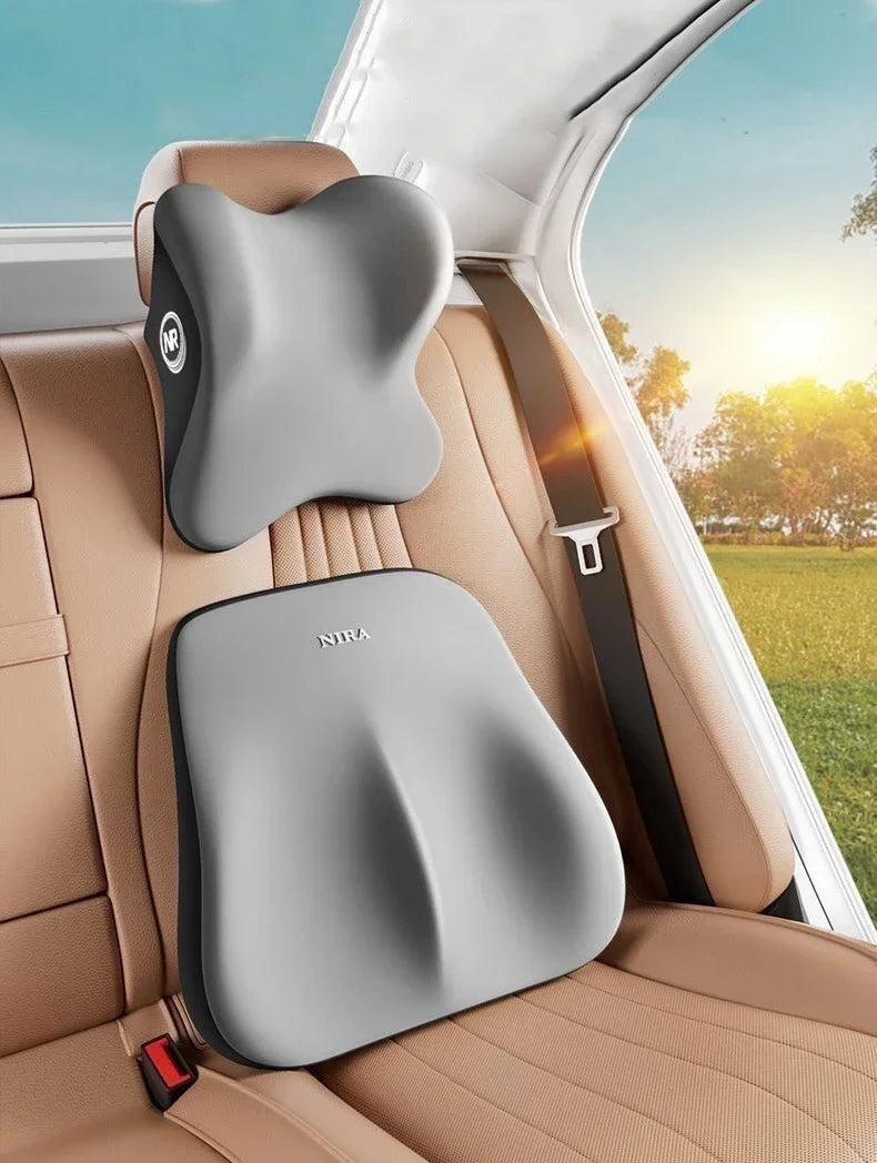 Cojín lumbar para automóvil universal de espuma viscoelástica, cojín para respaldo, almohada lumbar, almohada de cuello para automóvil, accesorios generales para automóvil