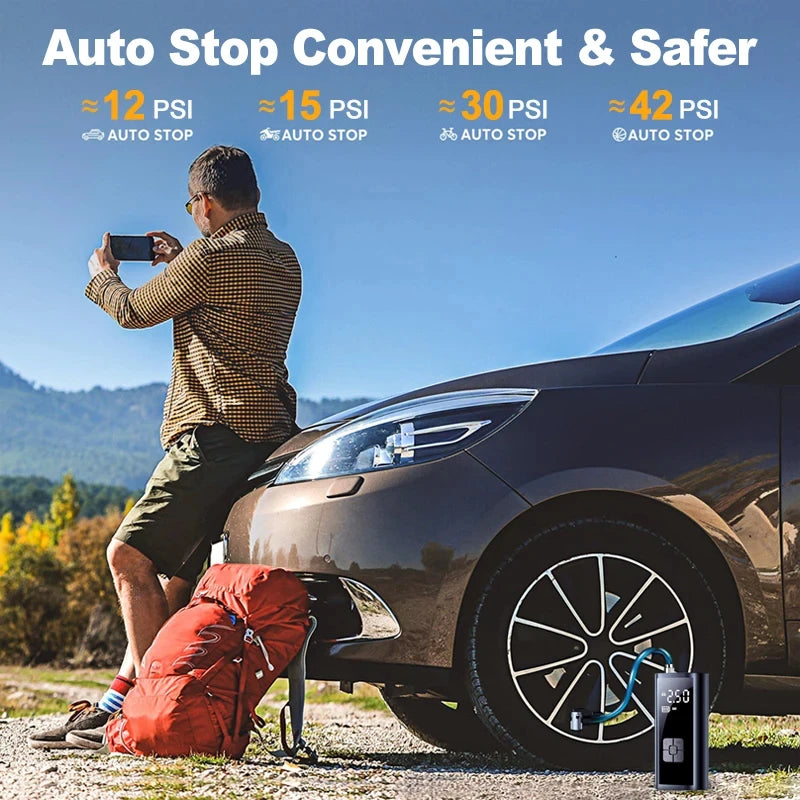 Bomba de aire para coche con cable/inalámbrica, compresor de aire portátil para automóvil, bomba de inflado de neumáticos 150PSI para motocicleta, bicicleta, neumático de coche y balón